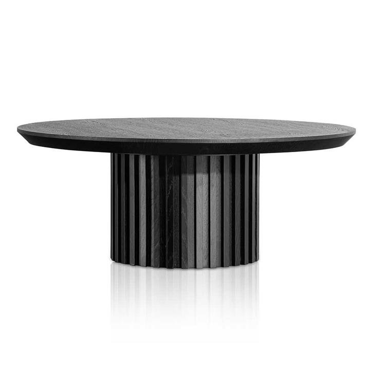 Marty 90cm Wooden Round Coffee Table Black by Interior Secrets