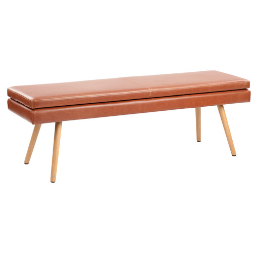 Tan Remi Faux Leather Dining Bench by Temple & ster Style Sourcebook