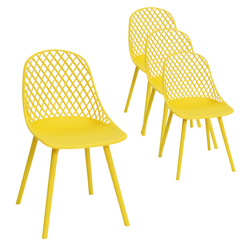 Set of 4 Persia Outdoor Dining Chairs Colour Yellow by Temple