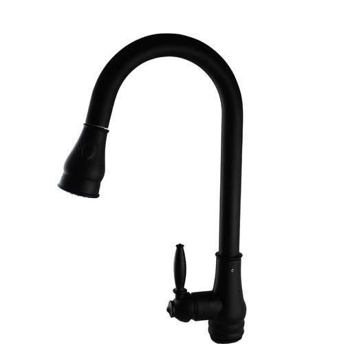 Rounded Euro PullOut Kitchen Sink Mixer Tap Colour Black by Temple