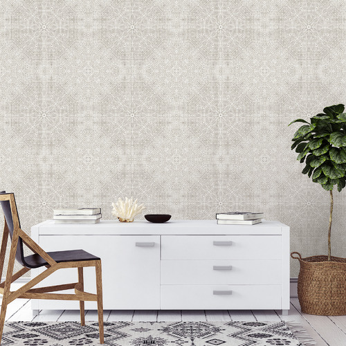 Mandala Peel & Stick Wallpaper Colour Whitewash by Temple & ster