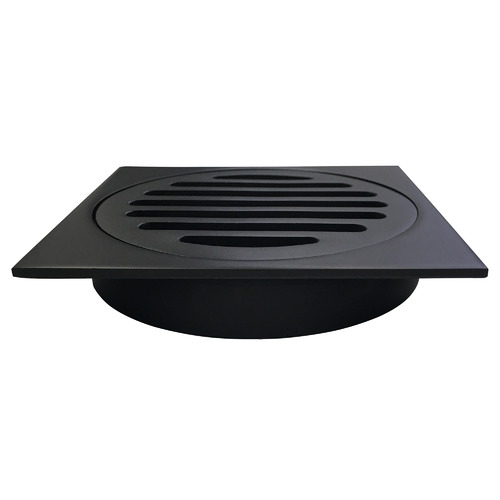 10cm Matte Black Square Shower Grate Floor Drain by Temple & ster