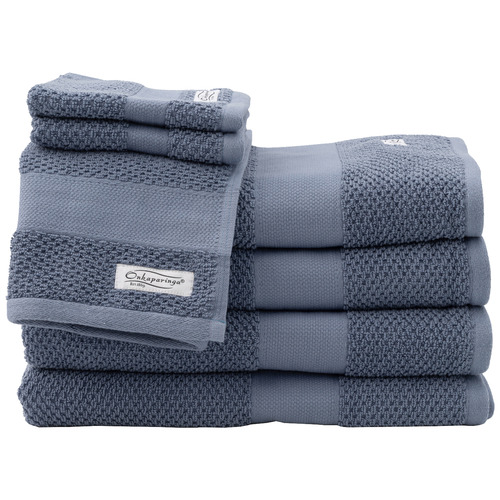 7 Piece Rivet 550GSM Cotton Bathroom Towel Set Colour Denim by Temple & ster Style Sourcebook