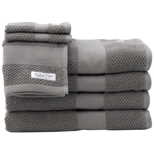 7 Piece Rivet 550GSM Cotton Bathroom Towel Set Colour Graphite by