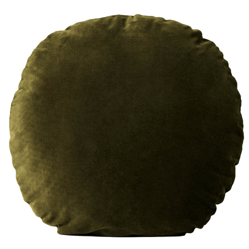 Luxury Velvet 55cm Round Cushion Colour Khaki by Temple & ster