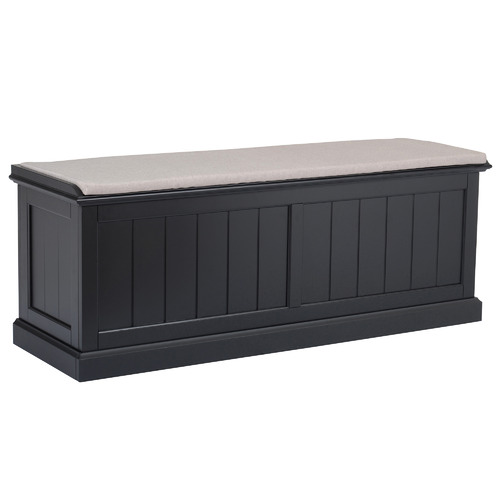 Hamptons Cushioned Storage Bench Colour Black by Temple & ster