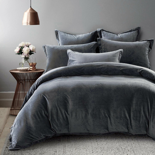 Charcoal Faux Fur Quilt Cover Set Size Queen by Temple & ster Style Sourcebook