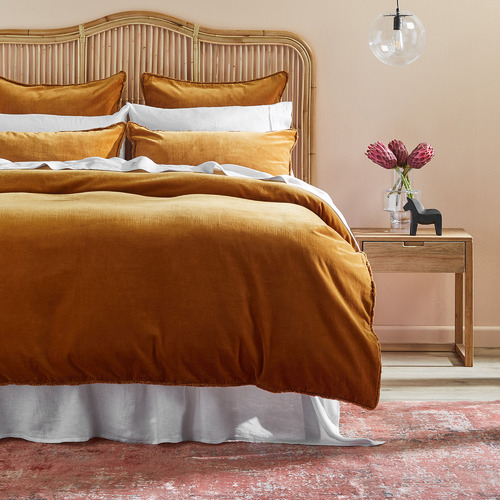 Caramel Plush Velvet Quilt Cover Set Size Queen by Temple & ster Style Sourcebook