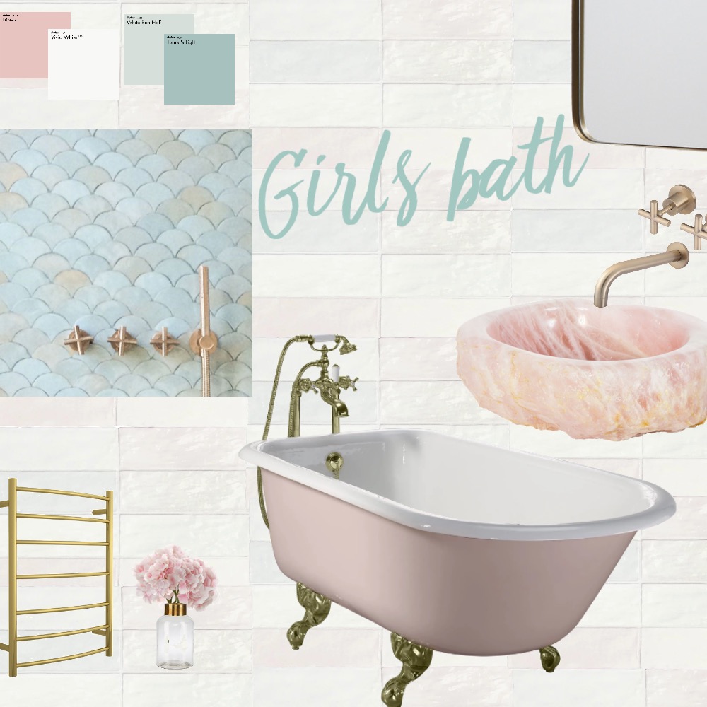 Pink & Gold bathroom Interior Design Mood Board by Stephanie Broeker