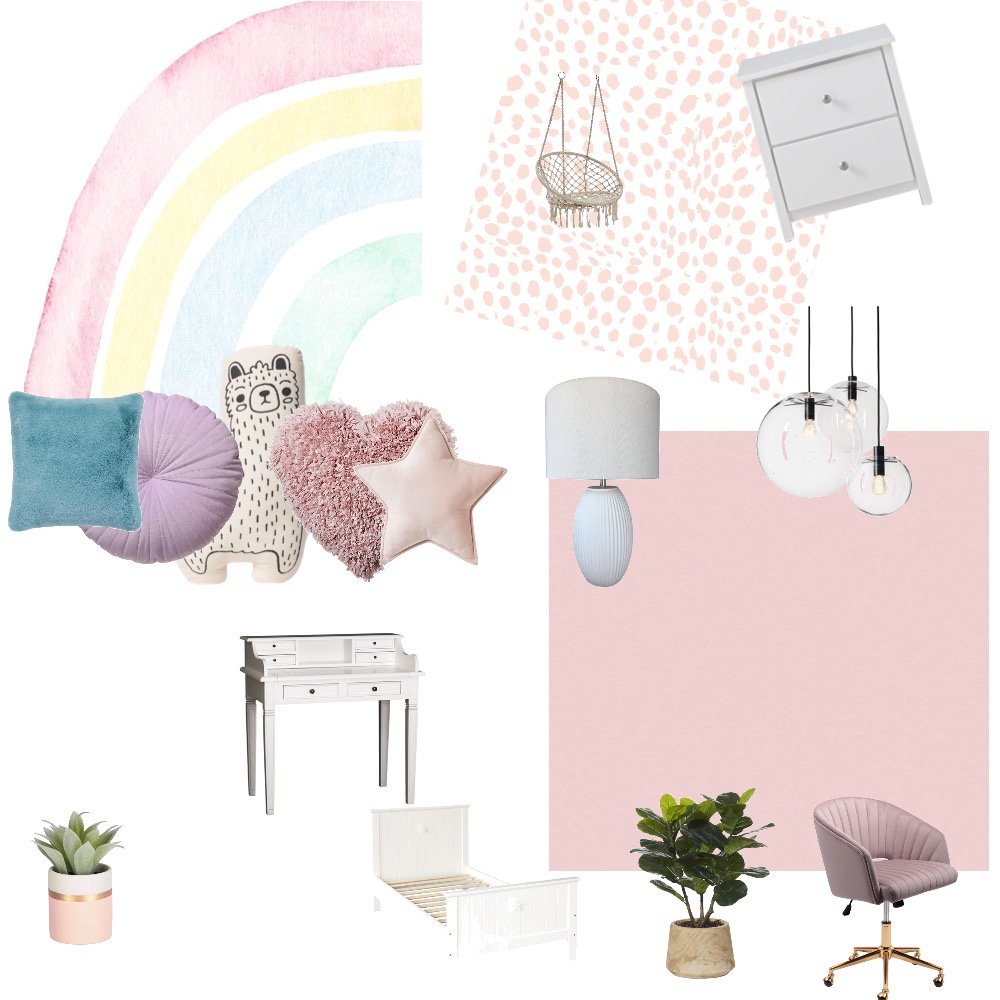 Heather’s pastel themed bedroom Interior Design Mood Board by Noseflute