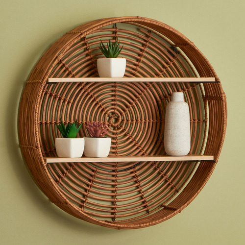 Lily Rattan Wall Shelf Diameter 50cm by Temple & ster Style