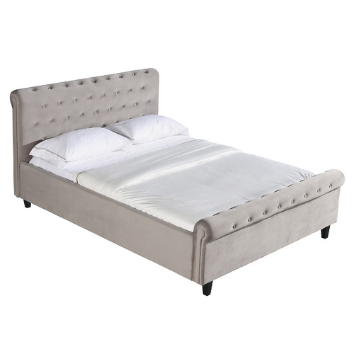 Light Grey Banji Velvet Bed Frame Size Queen by Temple & ster Style Sourcebook