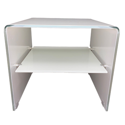 Haines Glass Bedside Table Colour White by Temple & ster Style