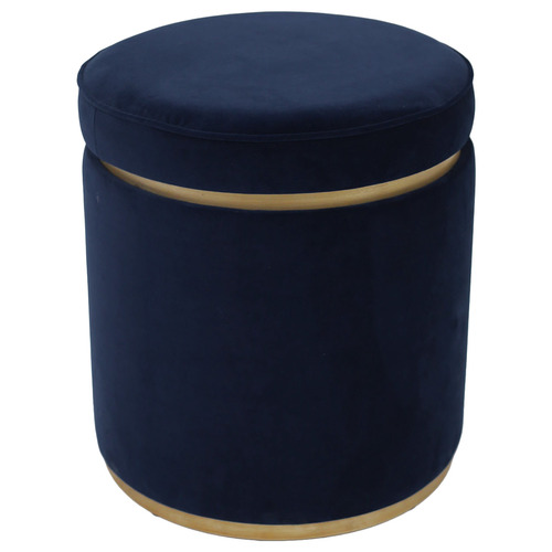 Aurora Velvet Storage Stool Colour Navy by Temple & ster Style Sourcebook