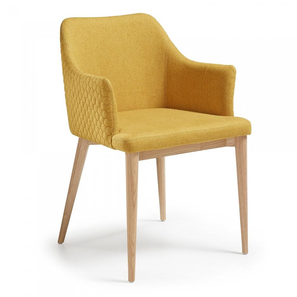 Anna Quilted Dining Chair Mustard by La Forma Australia Style Sourcebook