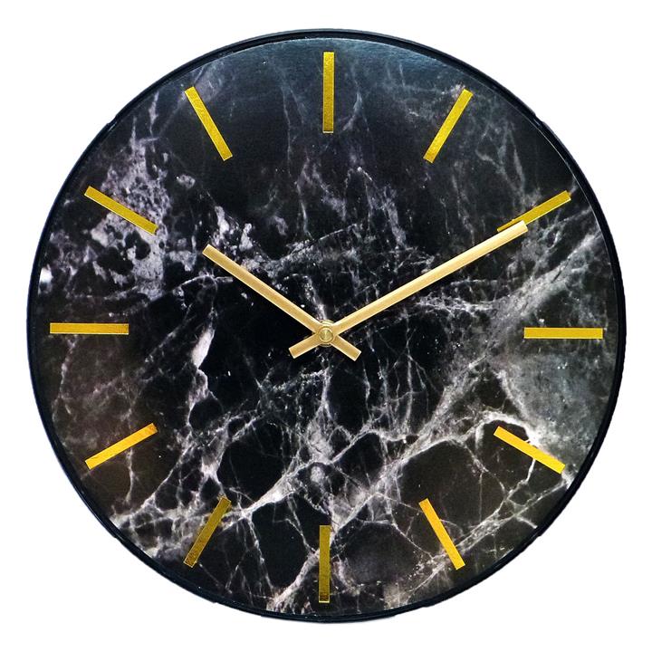 Marble Look Wall Clock in Black by Leni by Leni Style Sourcebook