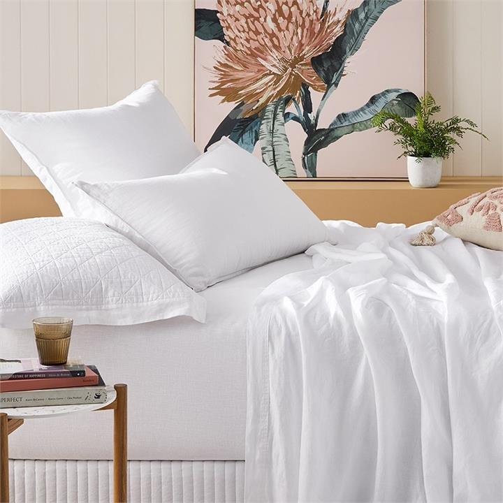 Home Republic VW Linen Sheet Separates Single White Fitted White By