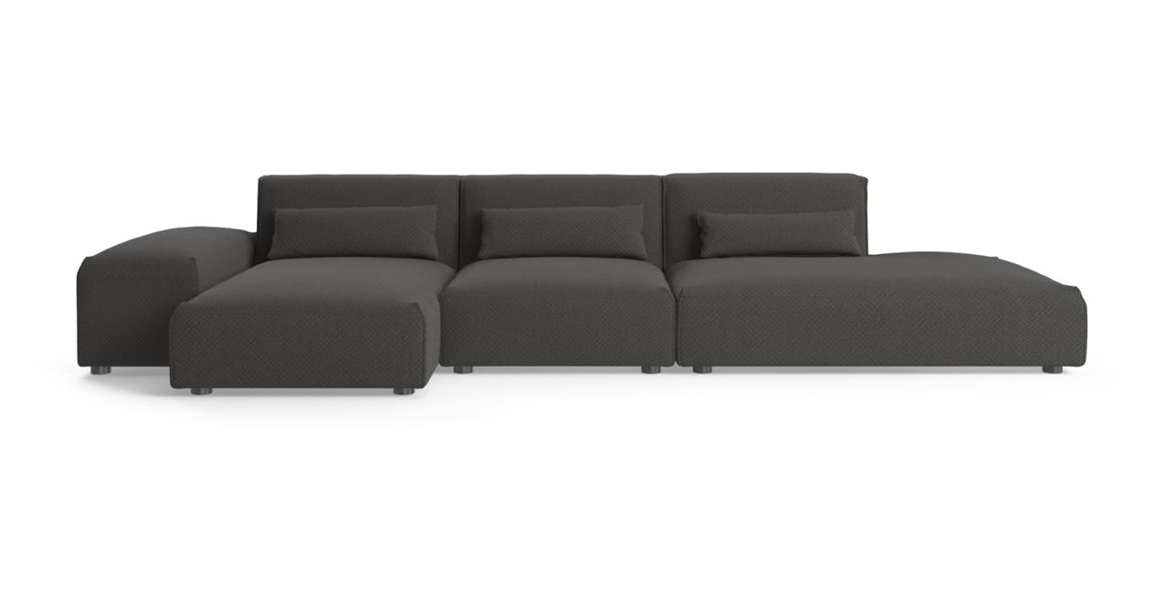 Drake 4 Seater Modular Sofa with Chaise and Ottoman Nickel Grey Nickel