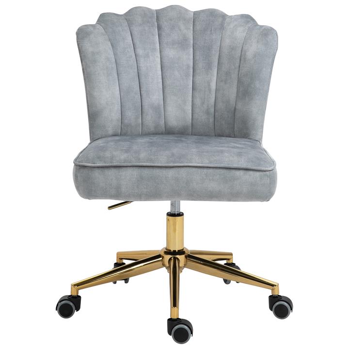 Flemings Velvet Fabric Office Chair, Silver by Emporium Oggetti Style