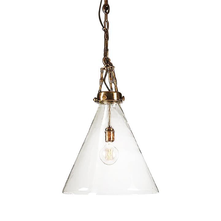 Gadsden Glass Pendant Light, Large, Antique Brass by Emac & Lawton