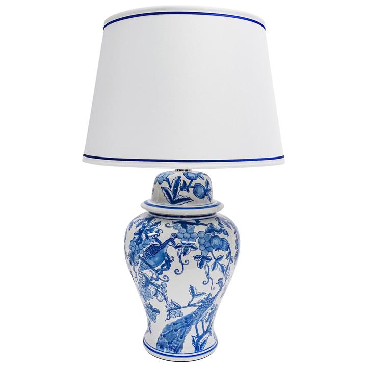 Peacock Ceramic Base Table Lamp by Searles Style Sourcebook