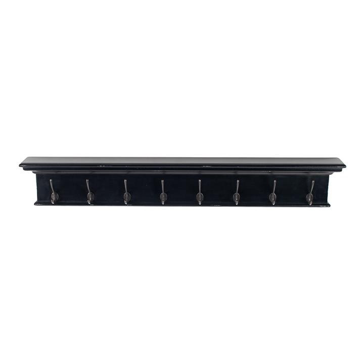 Halifax Mahogany Timber Coat Rack, 130cm, Distressed Black by Novasolo