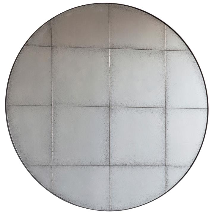 Berte Metal Frame Round Wall Mirror, 100cm, Dark Grey by Casa Bella