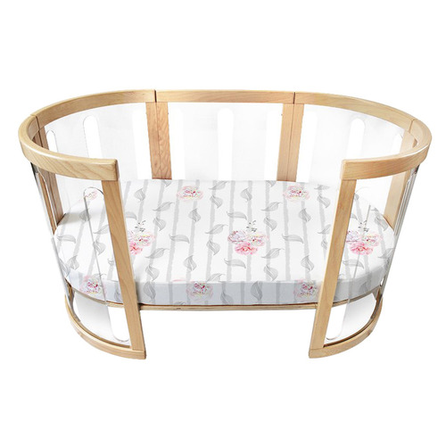 Amani Bebe Organic Oval Fitted Cot Sheet Vintage Floral by Temple