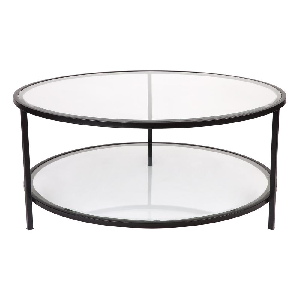 Martini Clear Glass Round Coffee Table Black by Cafe Lighting Style