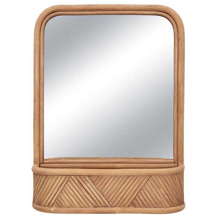 Behati Rattan Frame Wall Mirror with Shelf, 60cm by Coast To Coast Home