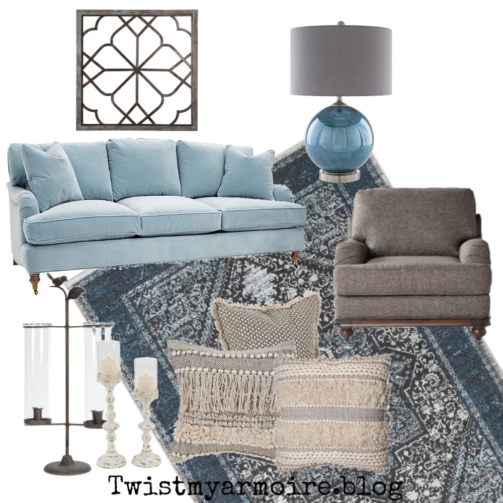 baby blue sofa Interior Design Mood Board by Twist My Armoire Style