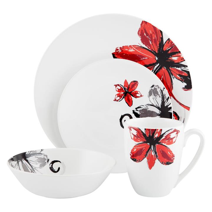 Tropical Queen 16Piece Dinner Set in Red by Claytan by Claytan Style