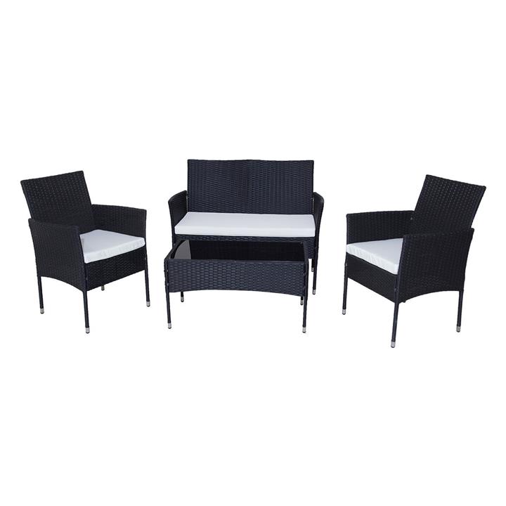 PE Rattan 4Piece Outdoor Lounge Set in Black by Dreamo Living by