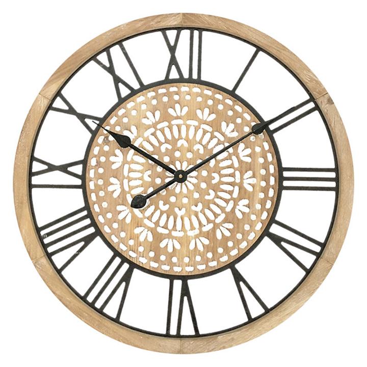 Carved Industro Hamptons Wall Clock in Black by Artisan Homewares by