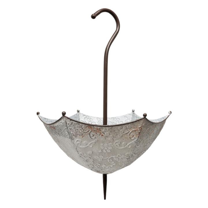 Embossed Floral Umbrella Hanging Planter in Grey by Artisan Homewares