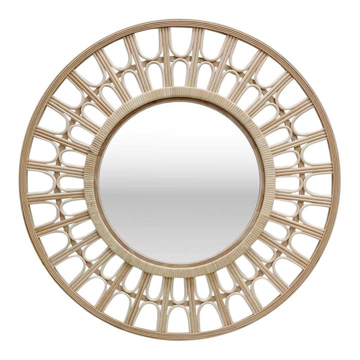 Inara Rattan Round Mirror in Whitewash by j.elliot HOME by j.elliot