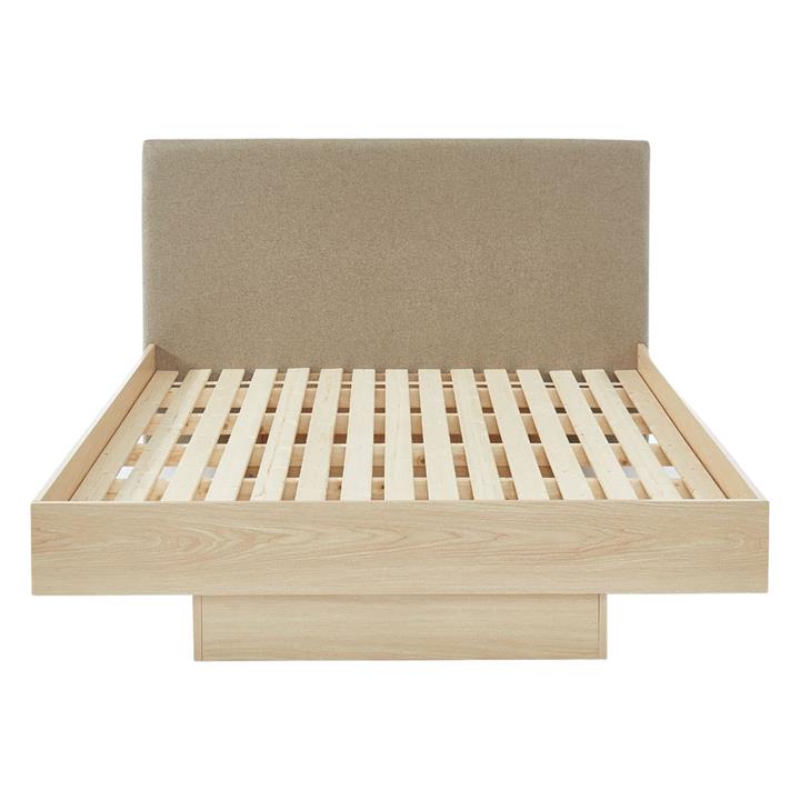 Upholstered Wooden Floating Bed Size King in Walnut by Eliving by E