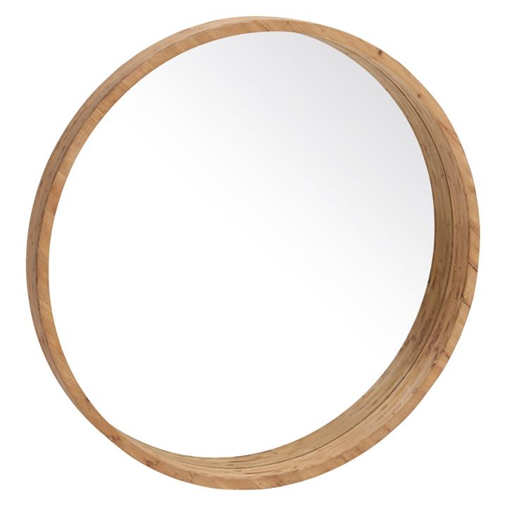 Colton Round Wall Mirror in Light Brown by Grand Designs Home