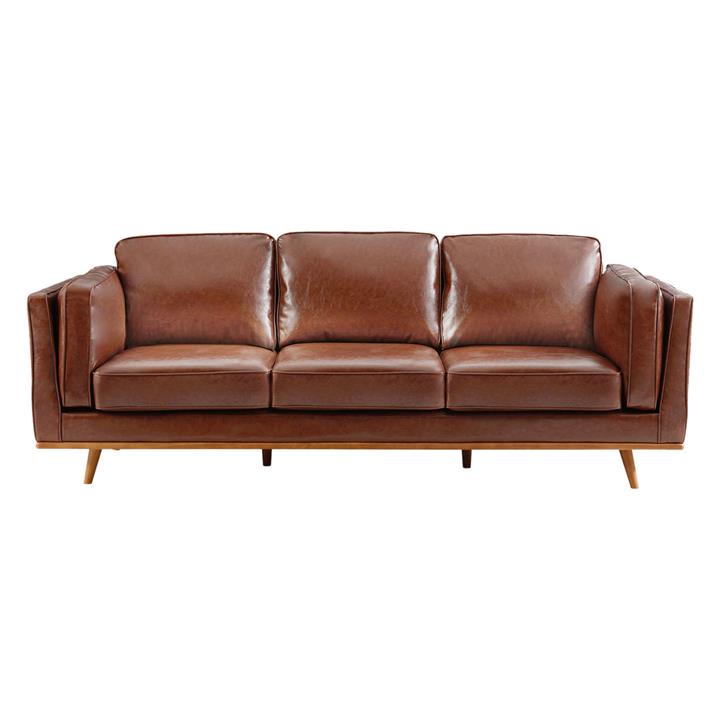 Faux Leather 3 Seater Sofa in Brown by Rothbury Home by Rothbury