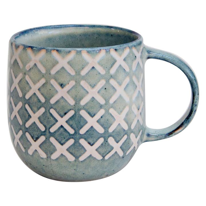 Naoko Barista Mug, Cross, Size 380ml in Blue by Salt & Pepper by Salt