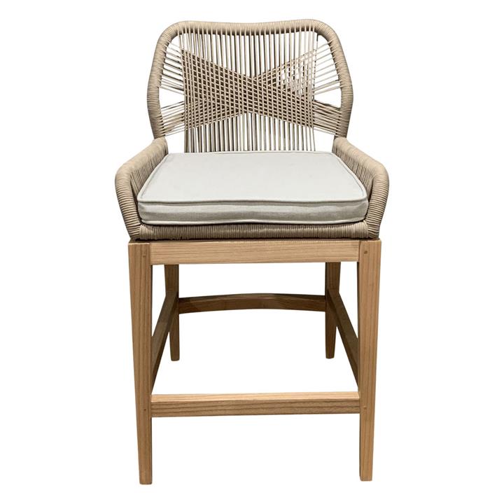 Zion Handwoven Bar Stool with Oak Legs in Light Brown by Hudson