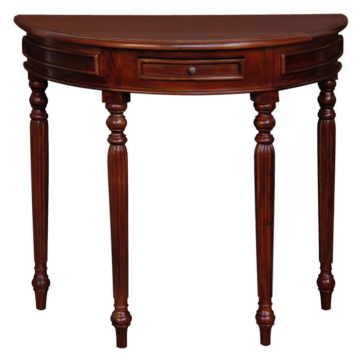 Ezra Half Round Console Table in Brown by Kayu Estate by Kayu Estate Style Sourcebook