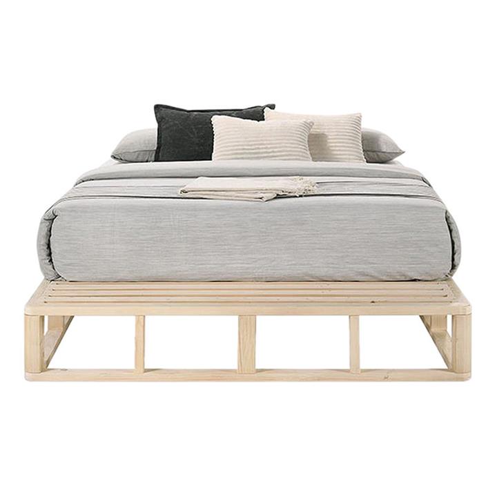 Verte Wooden Bed Size Queen in Natural Wood by Eliving by Eliving