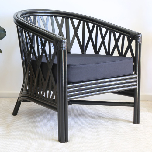 Romeo Rattan Tub Chair Colour Black by Temple & ster Style Sourcebook
