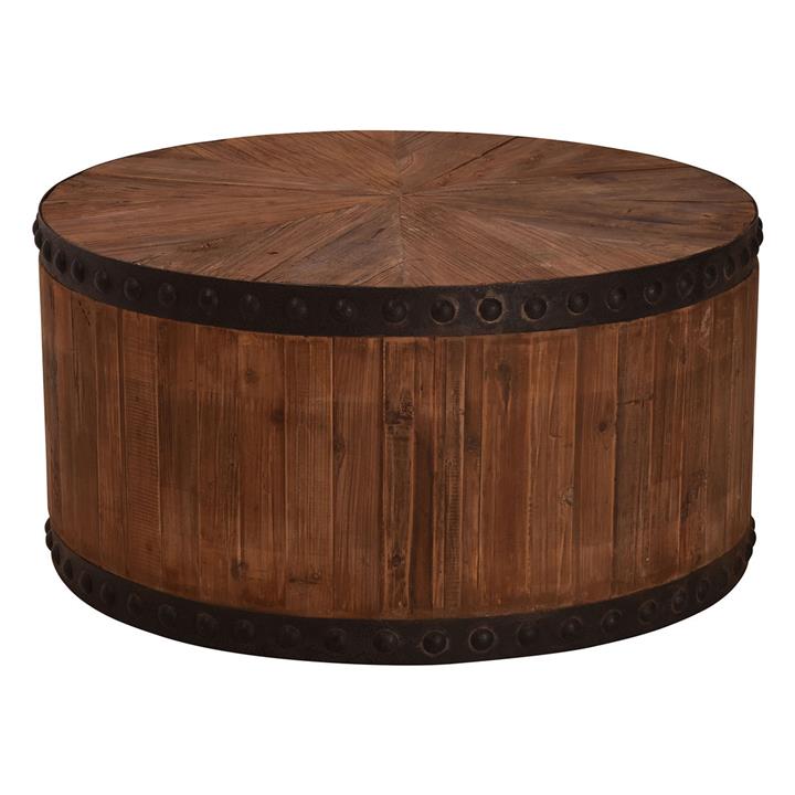 Timber Drum Round Coffee Table in Light Brown by Alliance Furniture by