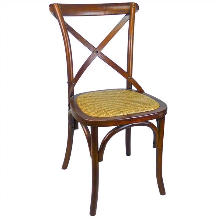 Sherwood Solid Oak Timber Cross Back Dining Chair with Rattan Seat