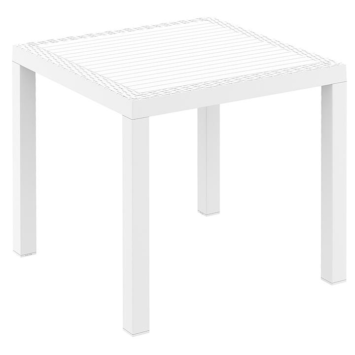Siesta Orlando Resin Wicker Square Outdoor Dining Table, 80cm, White by