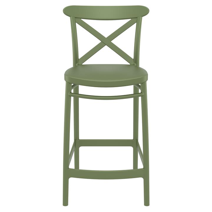 Siesta Cross Indoor / Outdoor Counter Stool, Olive Green by Siesta Style Sourcebook
