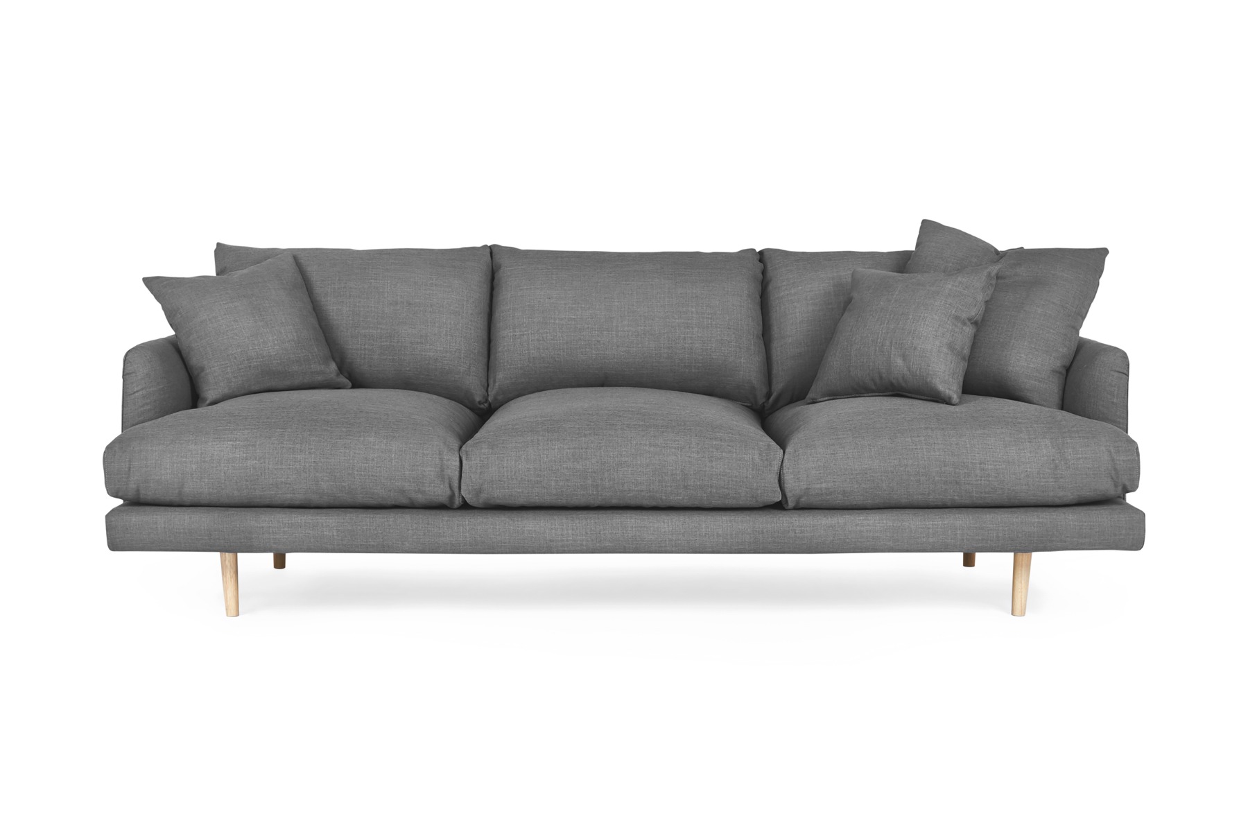 Hampton Coastal 4 Seat Sofa, Gun Metal Grey Fabric, by Lounge Lovers by