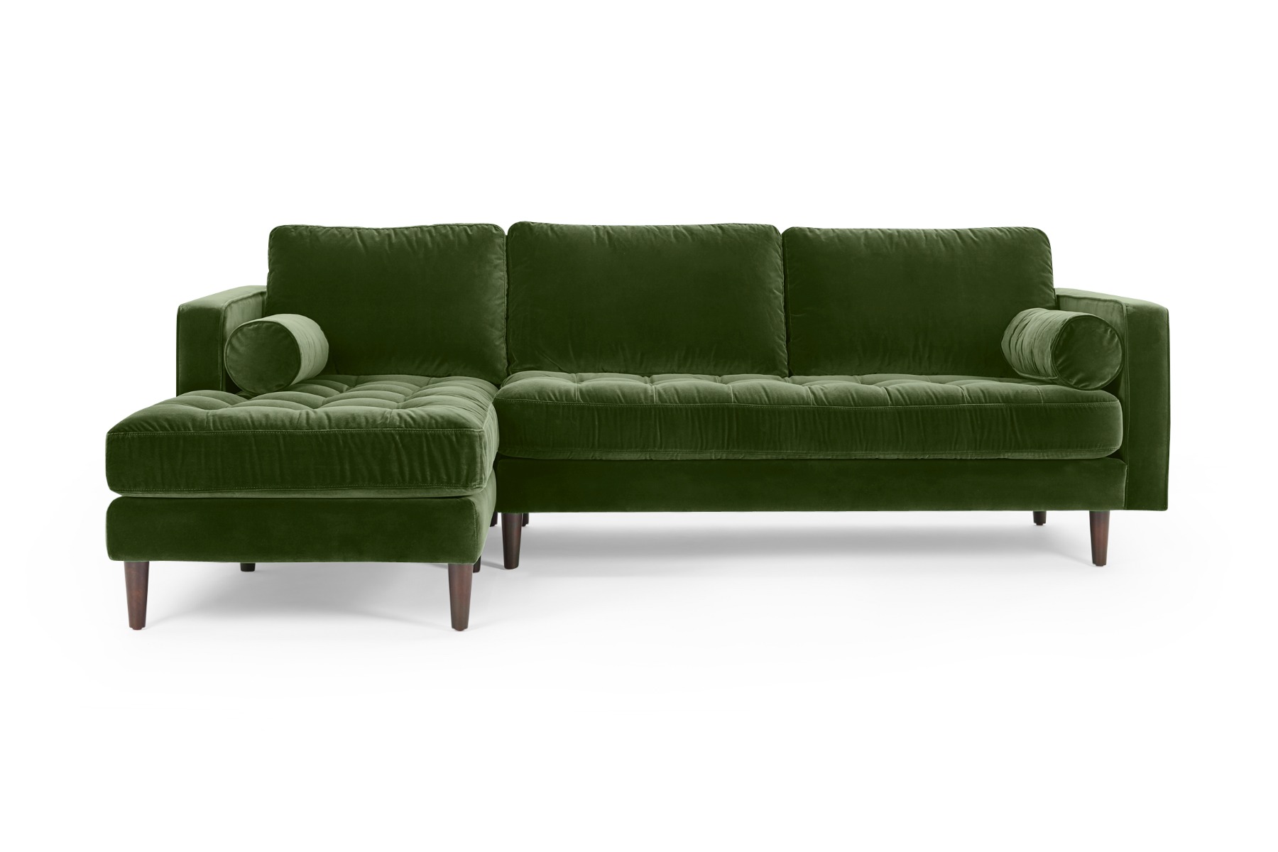 Draper Classic LeftHand Corner Fabric Sofa, Green Velvet, by Lounge